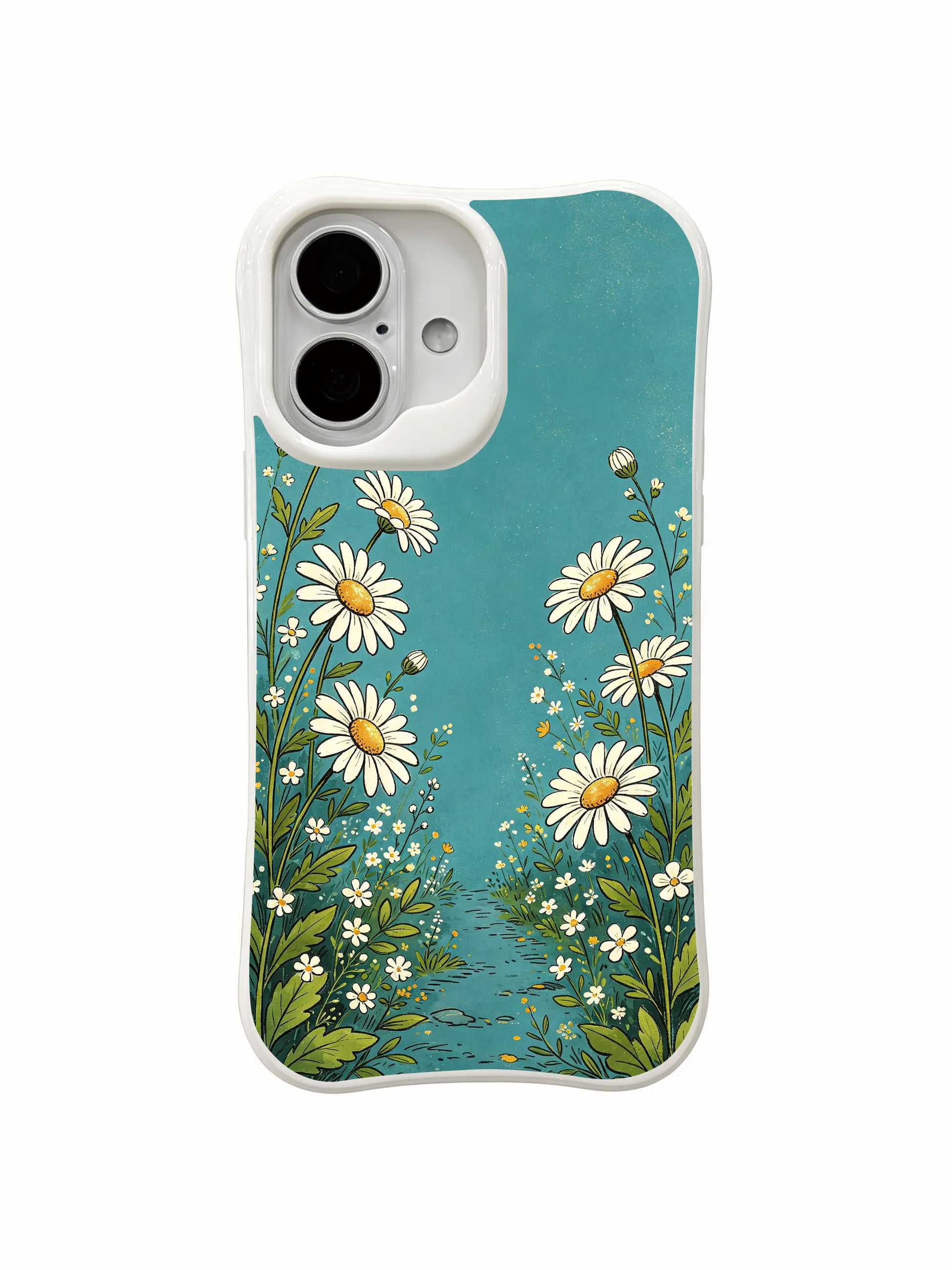 PhoneCasing delicate daisy trail commission iPhone 16 Plus Case, exquisite illustrated art for everyday iPhone 16 Plus users.