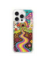 Dense spiral subsoil mushroom world artwork on an iPhone 16 Pro Max case