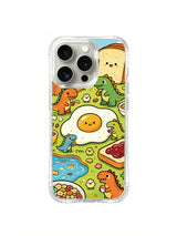 Dinosaur flower-meadow artwork on an iPhone 16 Pro case