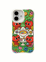 PhoneCasing doodle cosmic afternoon meal iPhone 16 Plus Case, relaxing fantasy scene designed by artist Milo Yun.