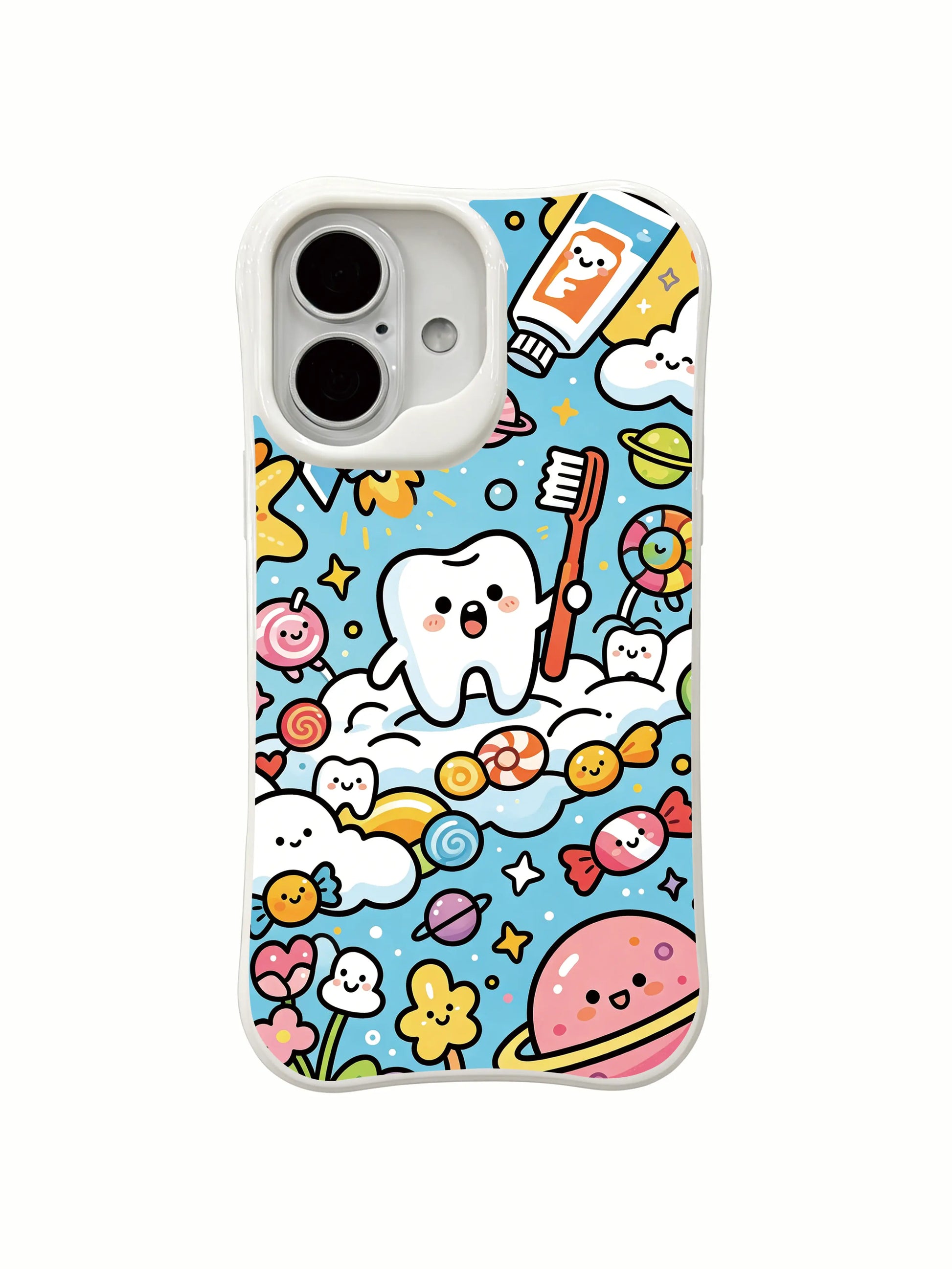 PhoneCasing doodle ice cream valley iPhone 16 Plus Case, Milo Yun’s Ice Cream Valley with playful sweet scene art.