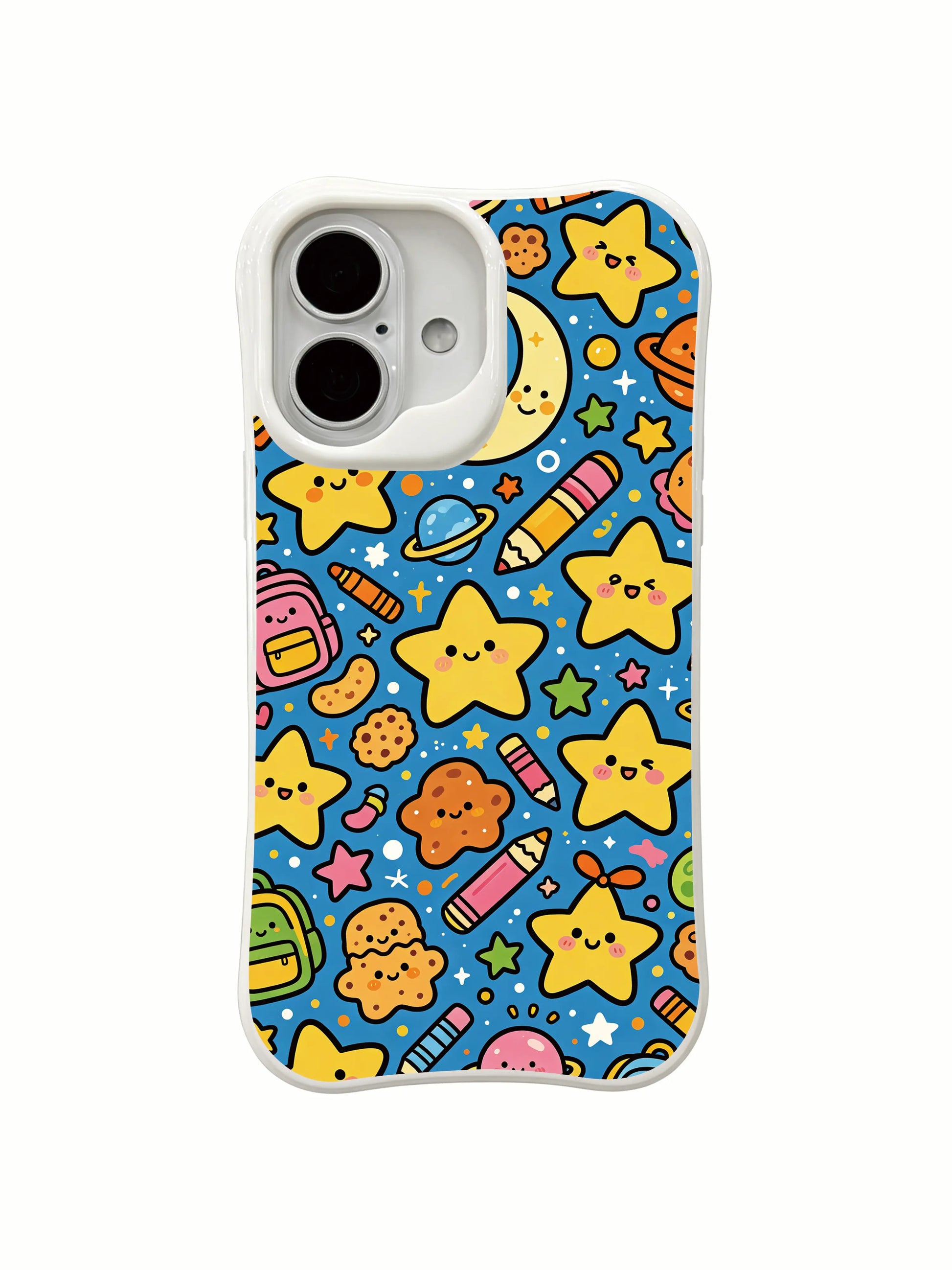 PhoneCasing doodle star kindergarten iPhone 16 Plus Case, Milo Yun’s Star Kindergarten with playful cosmic scene art.