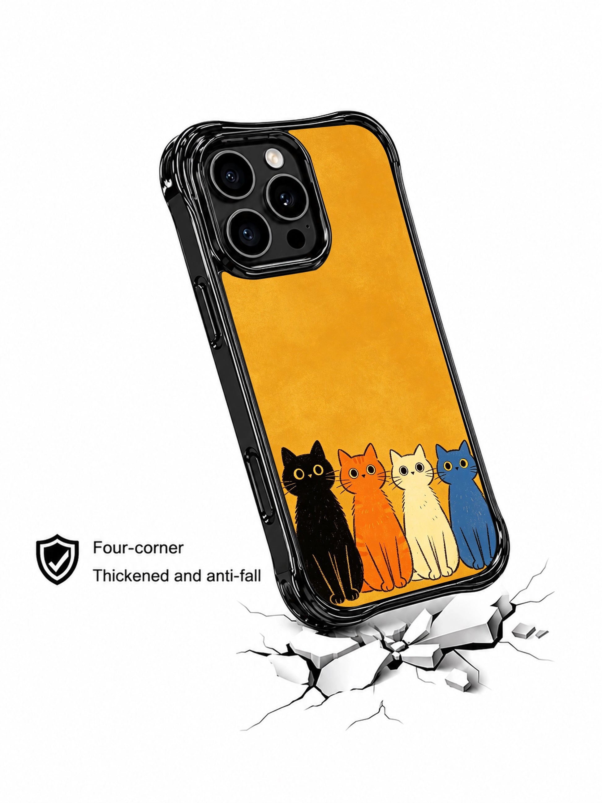 PhoneCasing iPhone 16 pro max clear case with Mimi Colorfield cats, adding theatrical charm to your device.