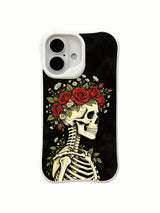 PhoneCasing drop test anti-break Night Crown iPhone 16 Case, four-corner thickened shockproof flower crown skeleton floral design, impact resistant glossy finish iPhone 16 cover