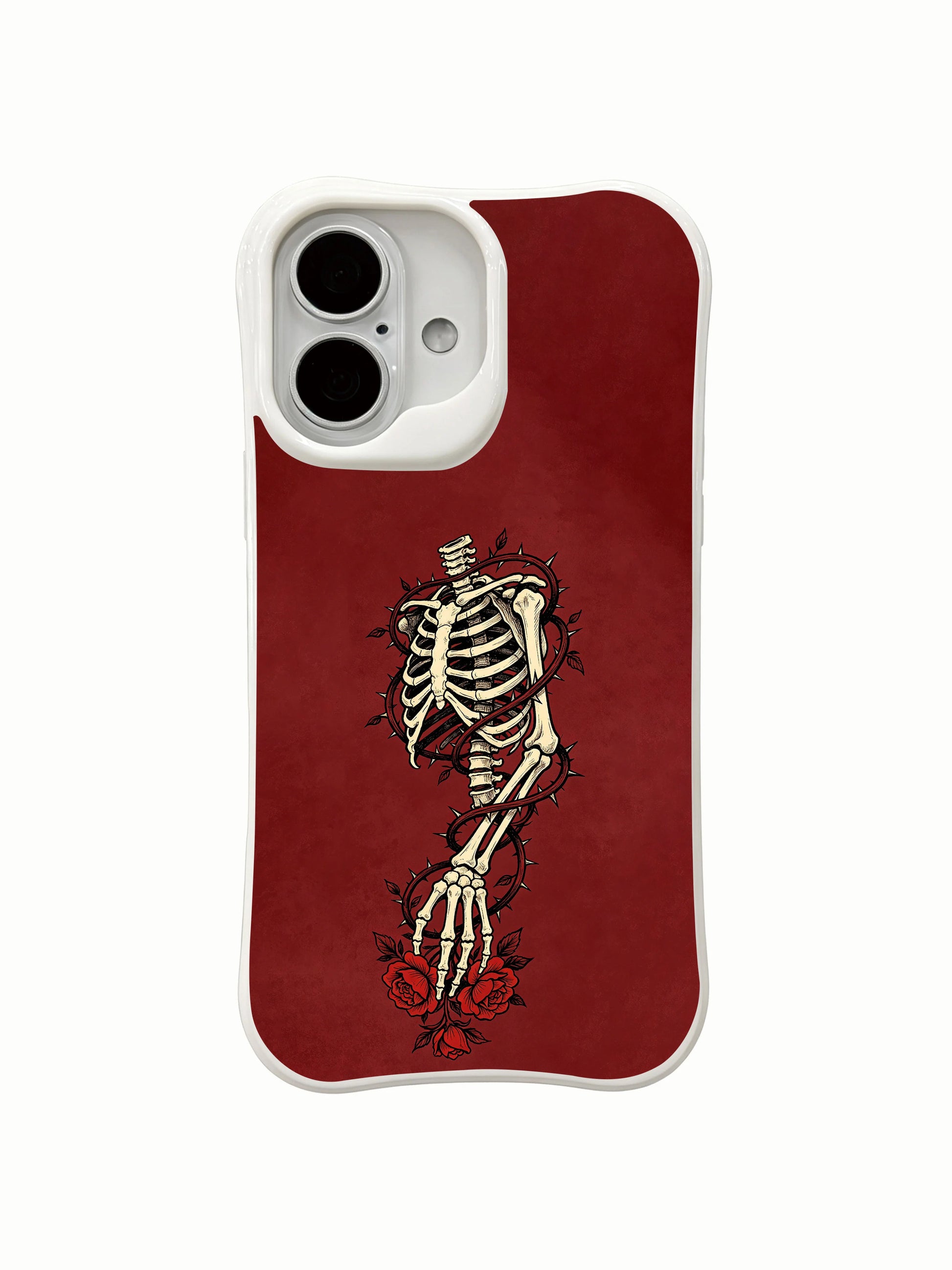 PhoneCasing drop test anti-break Thorn Rose Path iPhone 16 Case, four-corner thickened shockproof thorn wrapped skeleton floral design, impact resistant glossy finish iPhone 16 cover