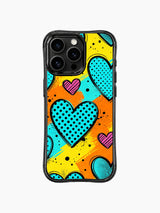 Dual Texture Heart Pop Confetti Polka Stripe görseli içeren iPhone 13 Pro Max kılıfı