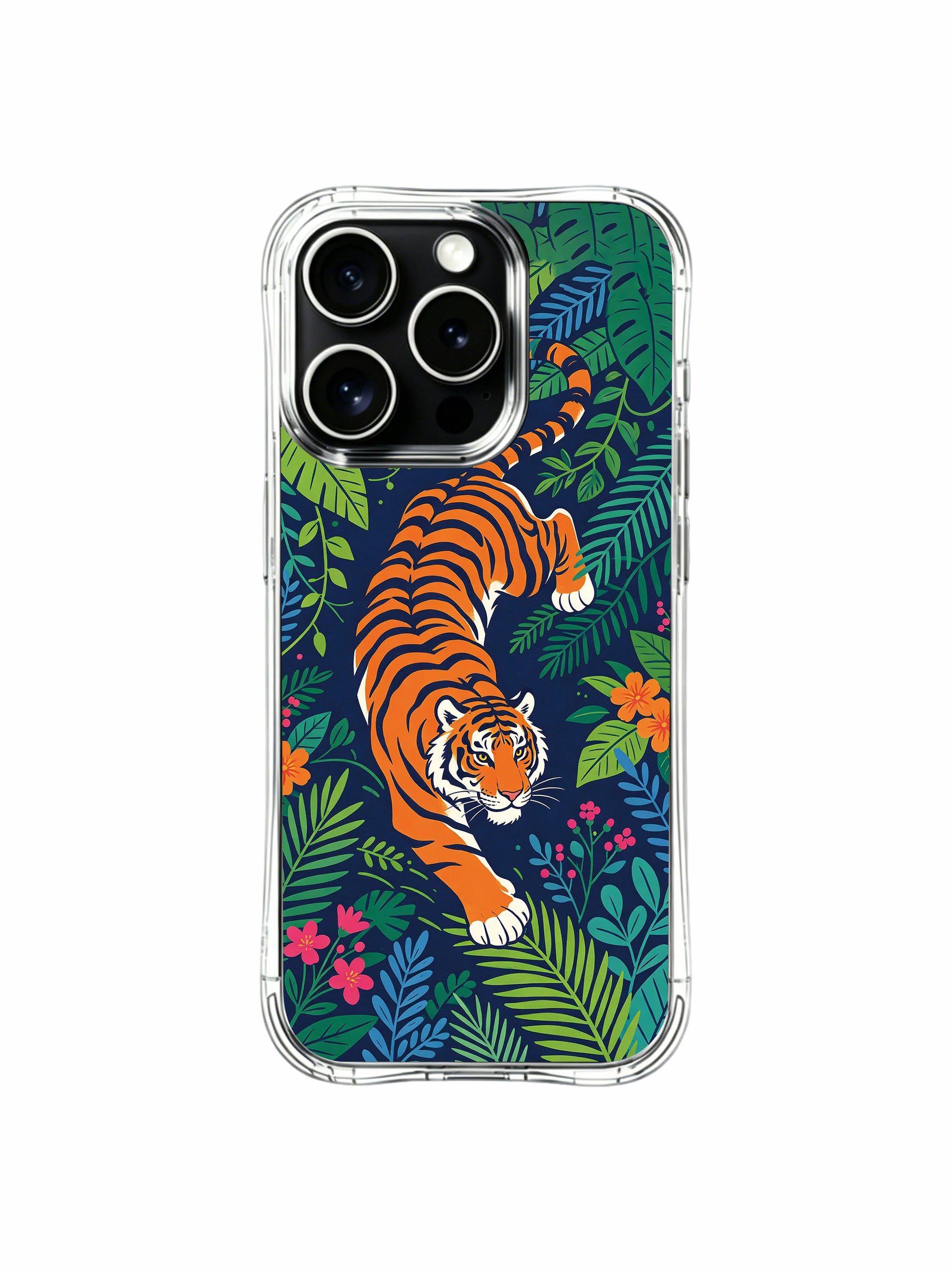 Symbol of bold courage & unstoppable motion fine art iPhone 13 pro Case from PhoneCasing, Elias Nocturne deep navy rainforest themed phone cover, high-energy collectible art phone casing for US female buyers