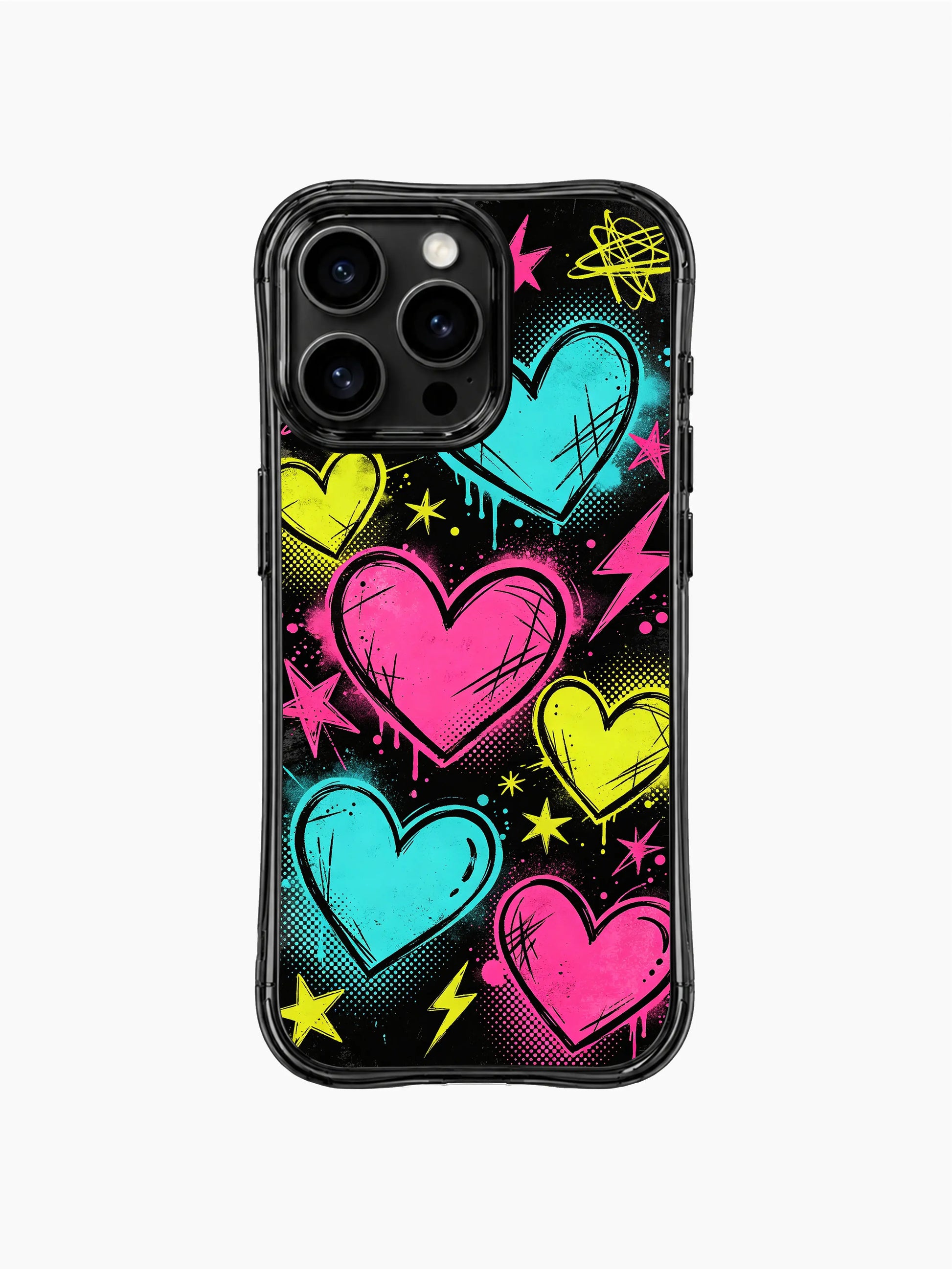 PhoneCasing iPhone 13 Pro Max cover rebellious punk heart graffiti pattern, capturing bold unfiltered affection, Punk Sweetheart collection durable casing.