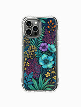 PhoneCasing iPhone 13 pro max Case featuring Elias Nocturne's "Deep Sea Garden" art, a whimsical floral print with turquoise blooms on a dark background.