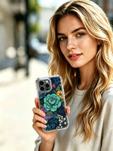 Indigo night garden on an iPhone 13 Pro Max case
