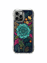 PhoneCasing iPhone 16 Pro Max Case - Elias Nocturne’s Night Bloom art. Teal flower tapestry design, premium protective case with UV-printed print.