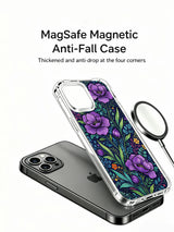 PhoneCasing iPhone 16 Pro Max Case - exclusive Elias Nocturne Peony Nocturne design. Purple peonies and colorful blooms, durable protective case with UV-printed print.