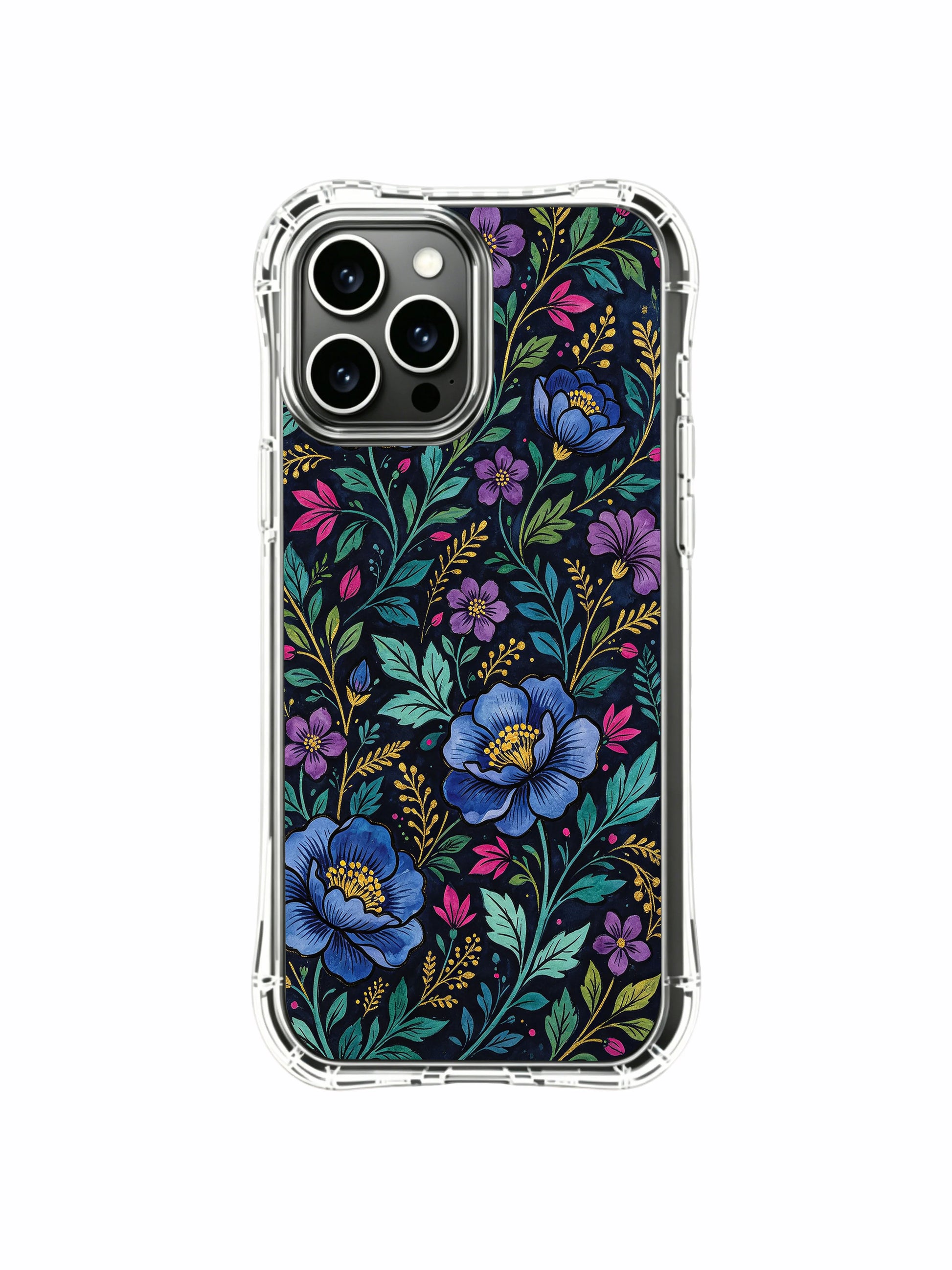 PhoneCasing iPhone 16 Pro Max Case featuring Elias Nocturne's purple flower night art, a vibrant take on the dark garden theme.