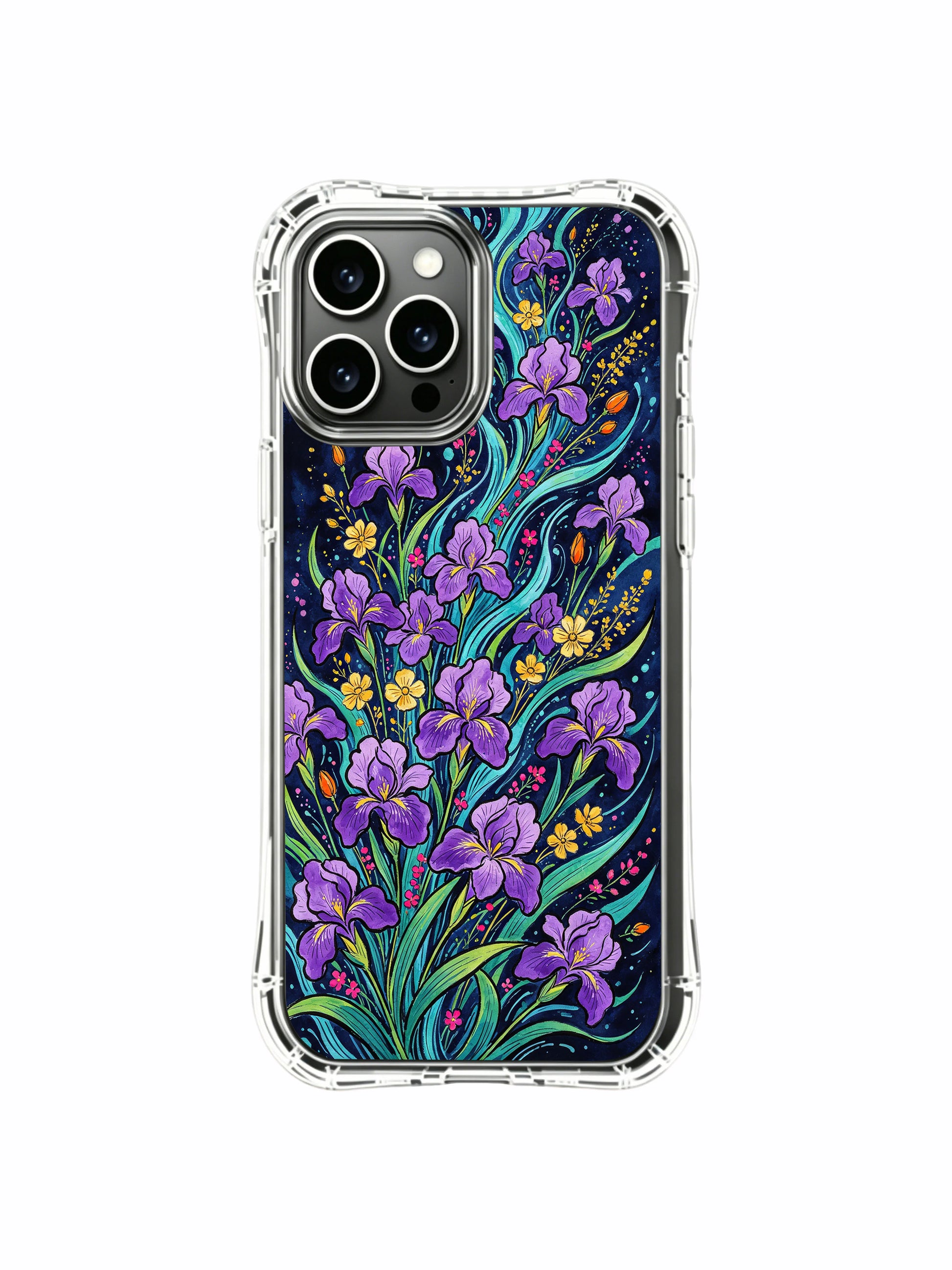 PhoneCasing iPhone 16 Pro Max Case featuring Elias Nocturne's "Purple Reverie" art, where the flowers seem to move in a dream.