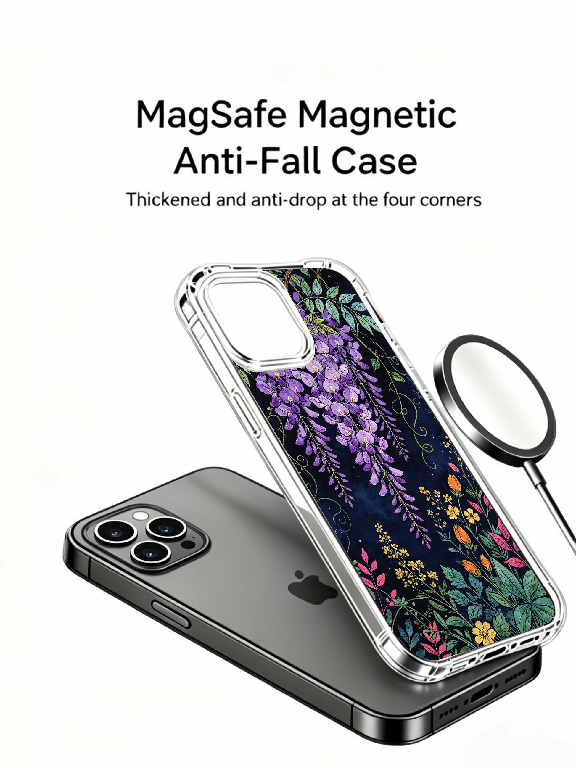 PhoneCasing iPhone 13 pro max Case featuring Elias Nocturne's purple wisteria dusk art, a sophisticated design for evening lovers.