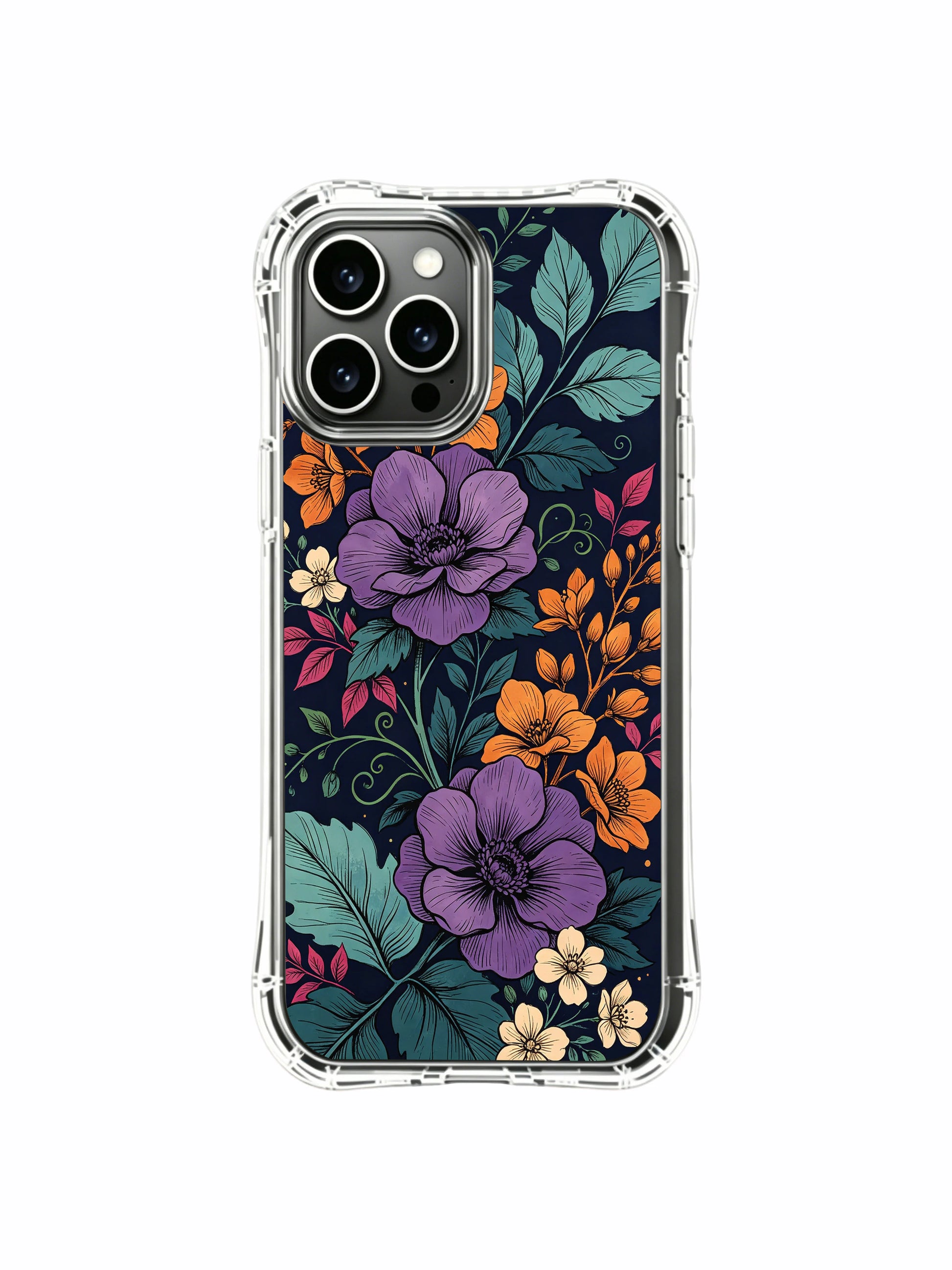PhoneCasing iPhone 16 Pro Max Case - Elias Nocturne’s Shadowed Blooms design. Mystic floral art, premium art case crafted in California.