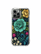 Soft turquoise floral flow on an iPhone 13 Pro Max case