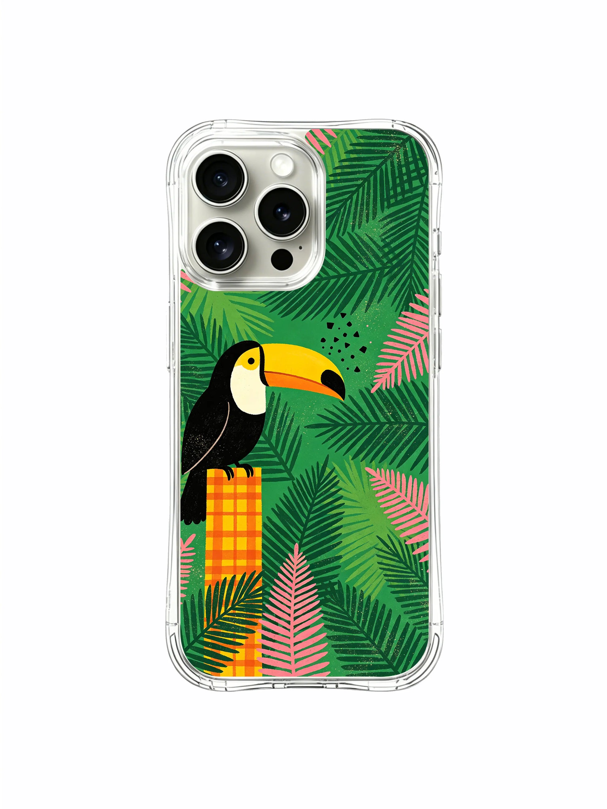 PhoneCasing Embossed Toucan Art iPhone 15 Pro Max Case, sand-textured handcrafted casing