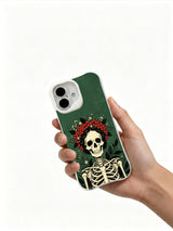 Emerald cranberry crown side artwork on an iPhone 16 case