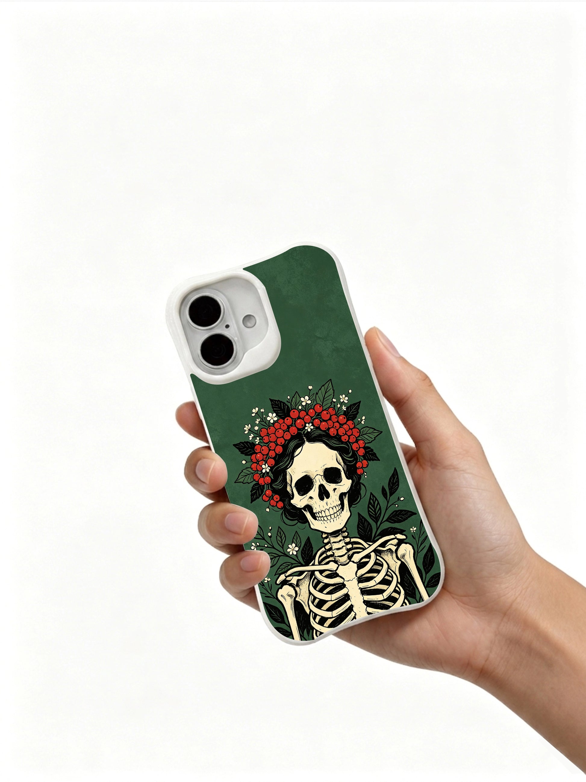 PhoneCasing Emerald Cranberry Crown goth iPhone 16 Case, limited-edition Morrigan Vale wearable art, MagSafe compatible slim scratch-proof iPhone 16 cover