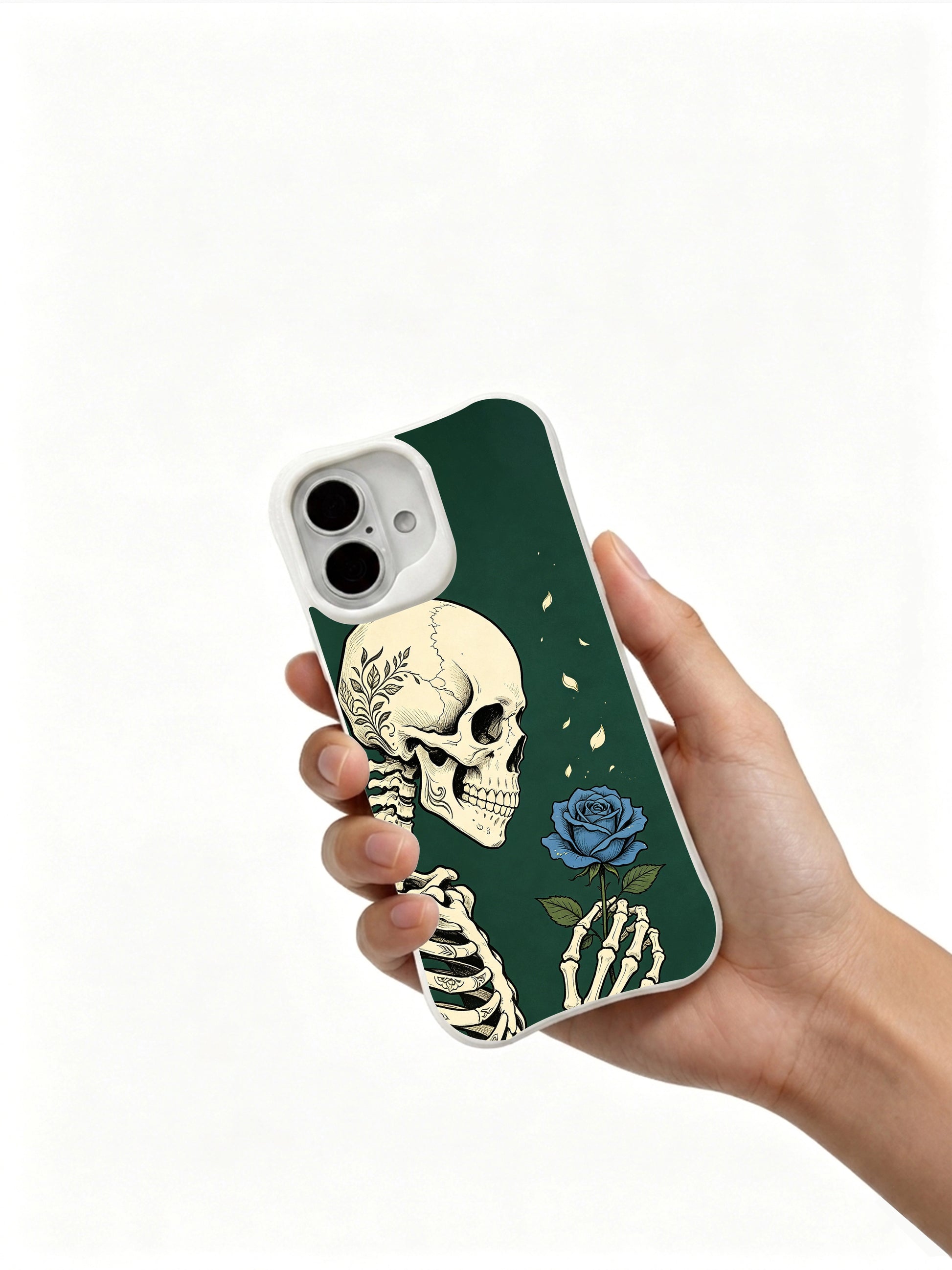 PhoneCasing Emerald Palm Rose goth iPhone 16 Case, limited-edition Morrigan Vale wearable art, MagSafe compatible slim scratch-proof iPhone 16 cover
