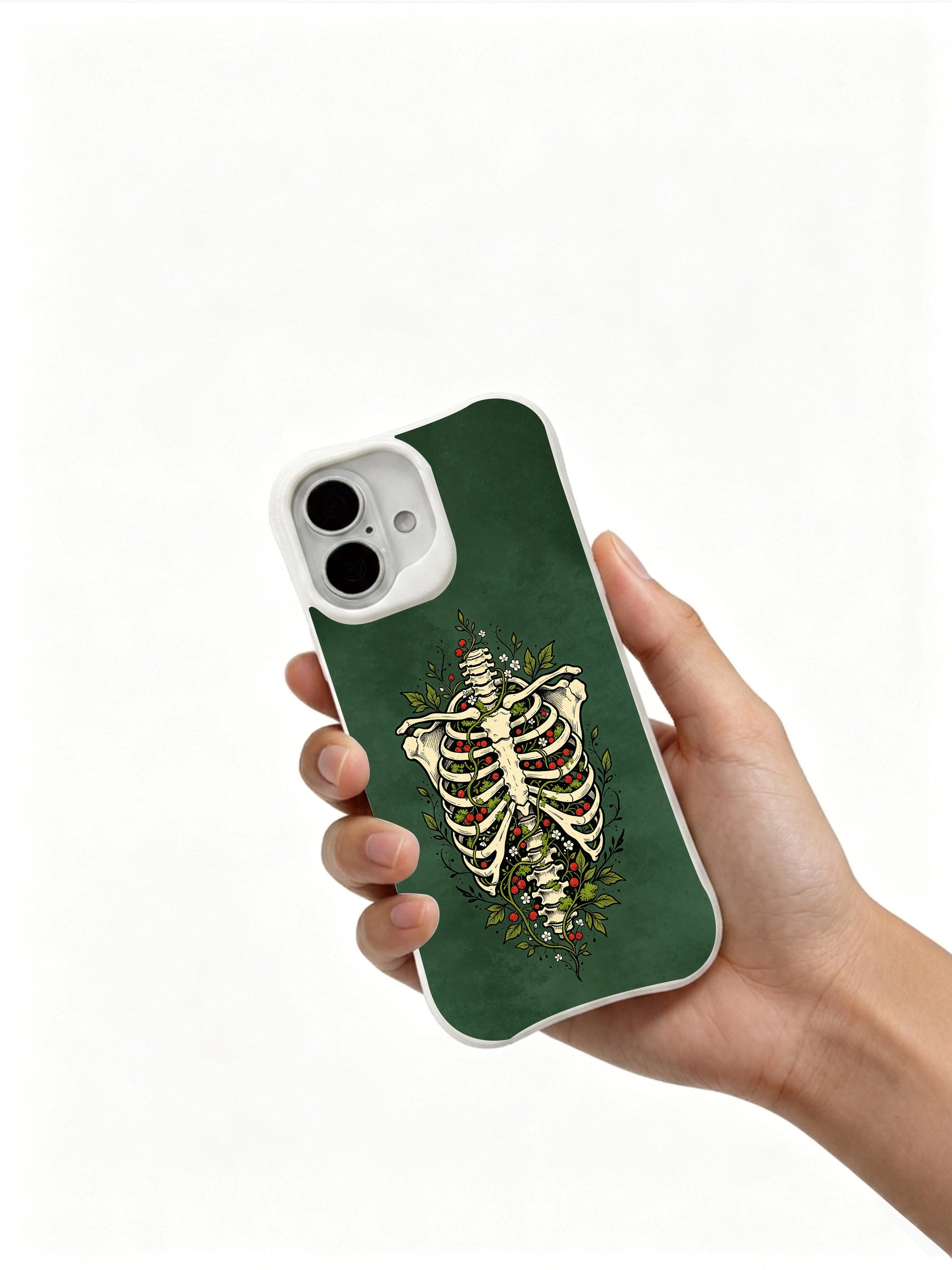 PhoneCasing Emerald Wood Vine Rib goth iPhone 16 Case, limited-edition Morrigan Vale wearable art, MagSafe compatible slim scratch-proof iPhone 16 cover