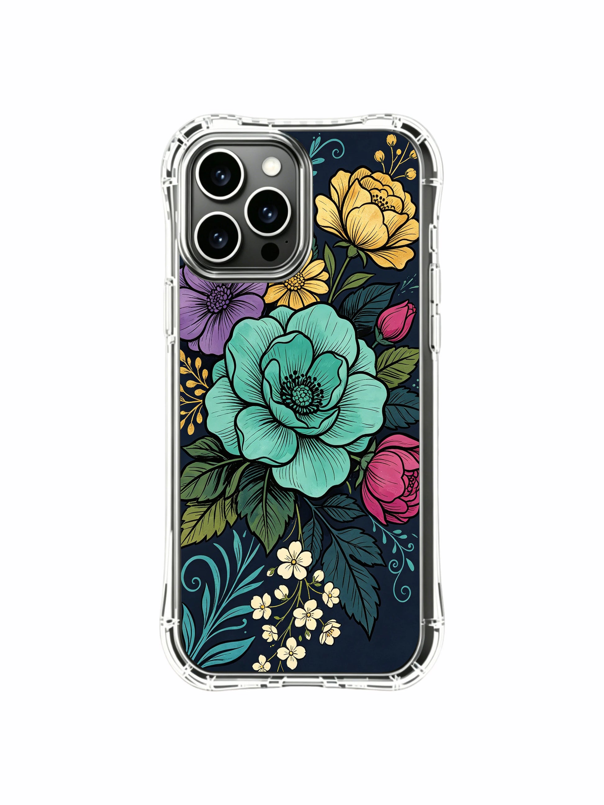 PhoneCasing iPhone 13 pro max Case with an enchanted teal garden print, capturing the feeling of calm and gentle power.