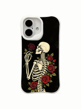PhoneCasing eternal-oath skeleton floral iPhone 16 Case, goth wearable art themed on lifelong promise sealed with thorny red roses, MagSafe snap-fit scratch resistant everyday iPhone 16 casing