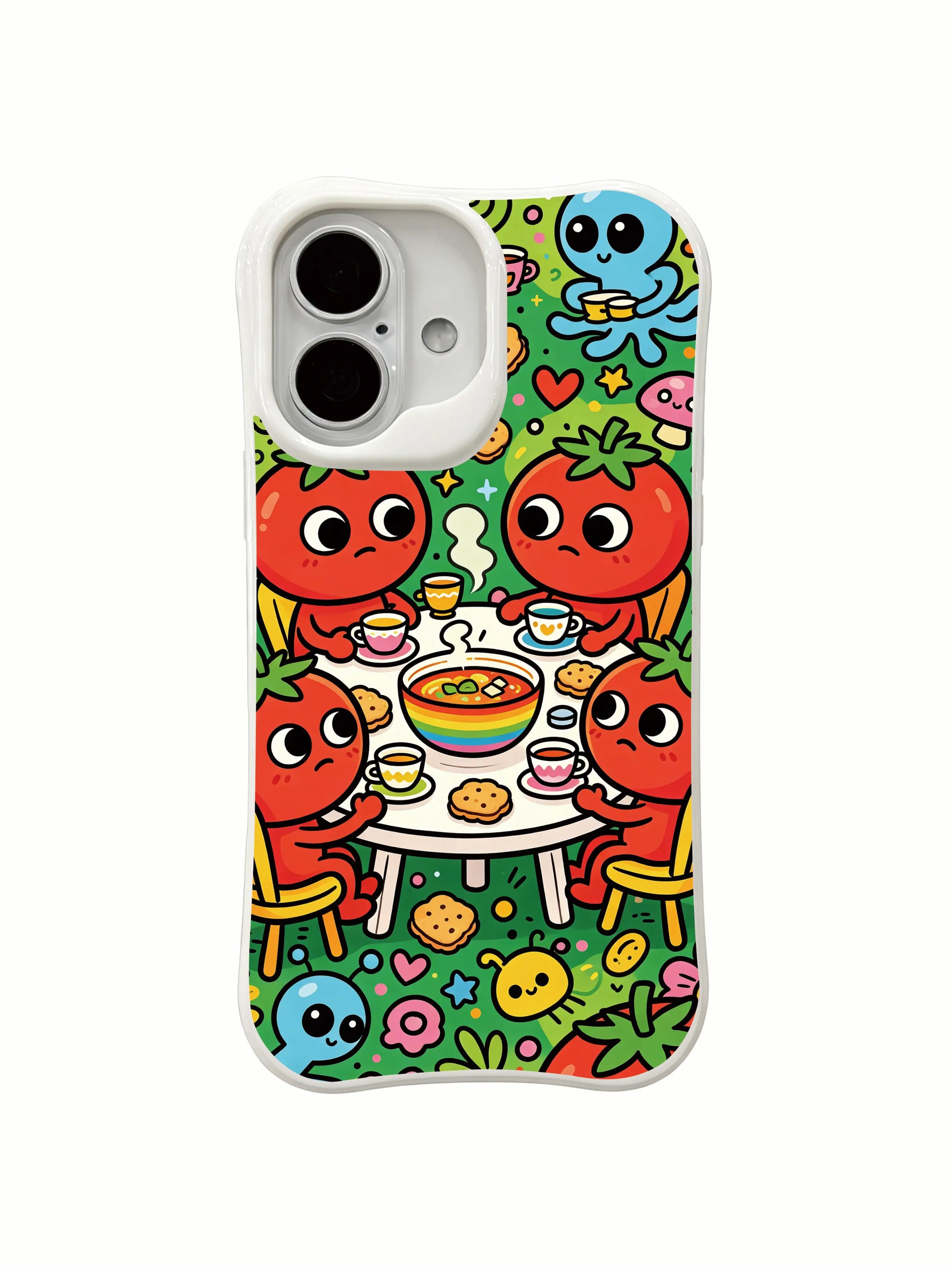 PhoneCasing fantasy space dining iPhone 16 Plus Case, imaginative art ideal for lovers of creative illustrations.