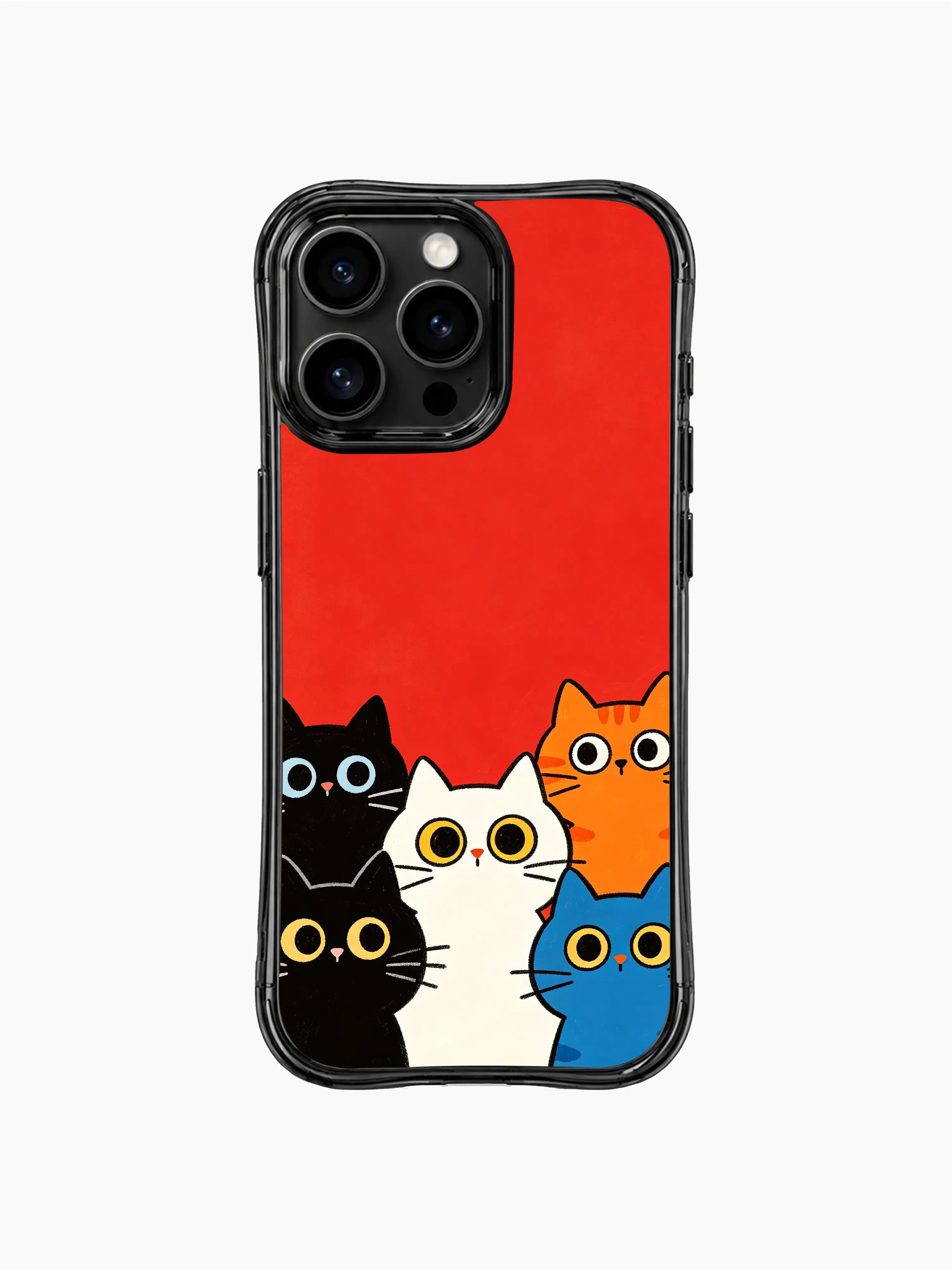 PhoneCasing iPhone 16 pro max scratch-resistant case with whimsical cats, designed to bring good vibes.