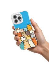 PhoneCasing iPhone 16 pro max clear protective case with a fun group shot of happy cats, adding a pop of color to your everyday carry.