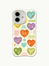 Creamy Affection heart pattern on an iPhone 16 Plus case