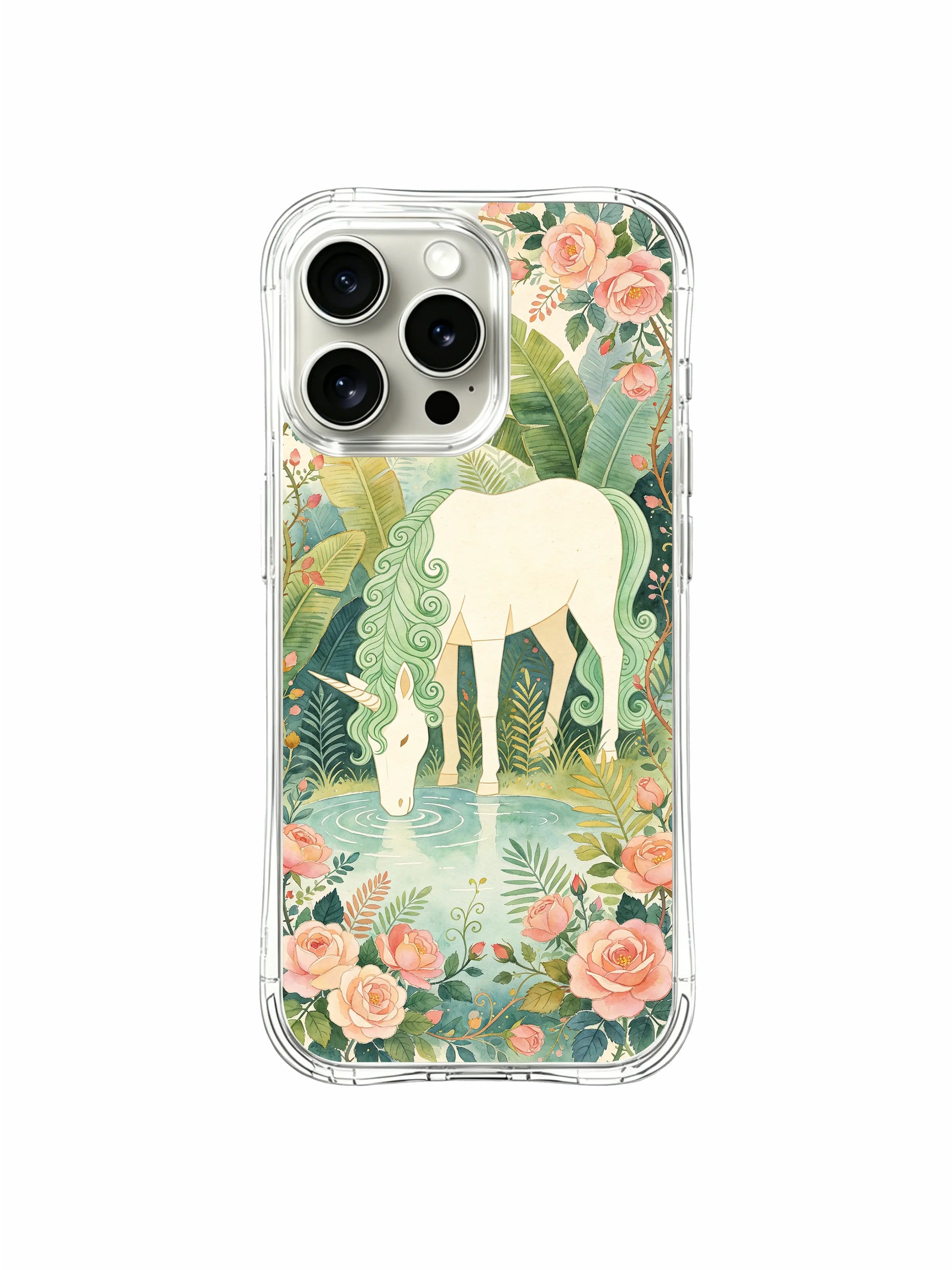 PhoneCasing Floral Unicorn iPhone 15 Pro Max Case, scratch-resistant art protective case