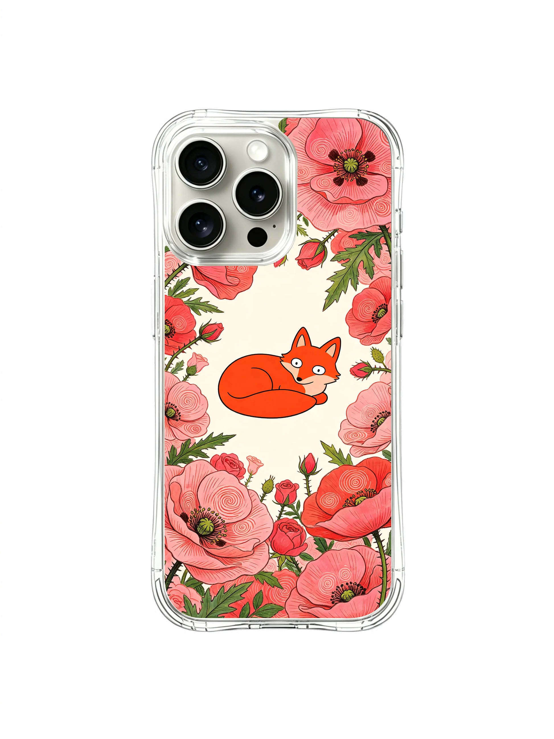 PhoneCasing Floral Wildlife Fox iPhone 15 Pro Max Case, original illustration luxury case