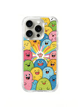 Fluffy Monster Choir artwork with promotional text on an iPhone 16 Pro case