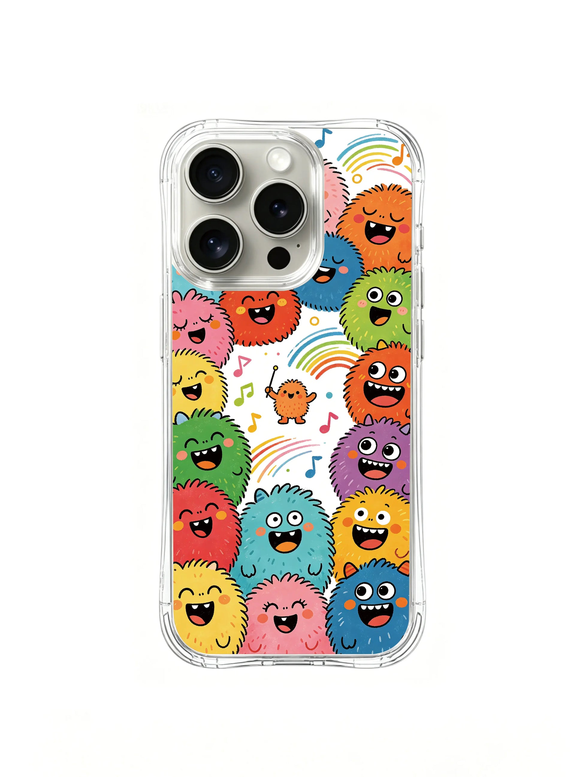 PhoneCasing iPhone 16 Pro Case with fluffy monster choir daily life art, playful Milo Yun design, premium stylish phone casing for women.