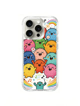 Fluffy Monster Choir daily-carry scene on an iPhone 16 Pro case