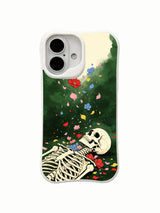 PhoneCasing four-corner thickened drop test Green Curtain Petal iPhone 16 Case, reinforced shock cushion absorbs accidental fall impact, impact-resistant hard shell with UV-printed HD art printing
