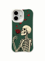 PhoneCasing four-corner thickened drop test Emerald Rose Letter iPhone 16 Case, reinforced shock cushion absorbs accidental fall impact, impact-resistant hard shell with UV-printed HD art printing