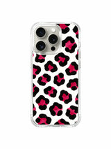 Drop resistance feature showcase for PhoneCasing Berry Wild White leopard iPhone 14 Pro Case, reinforced thick curved wave corners buffer daily knocks, scrapes and accidental device falls