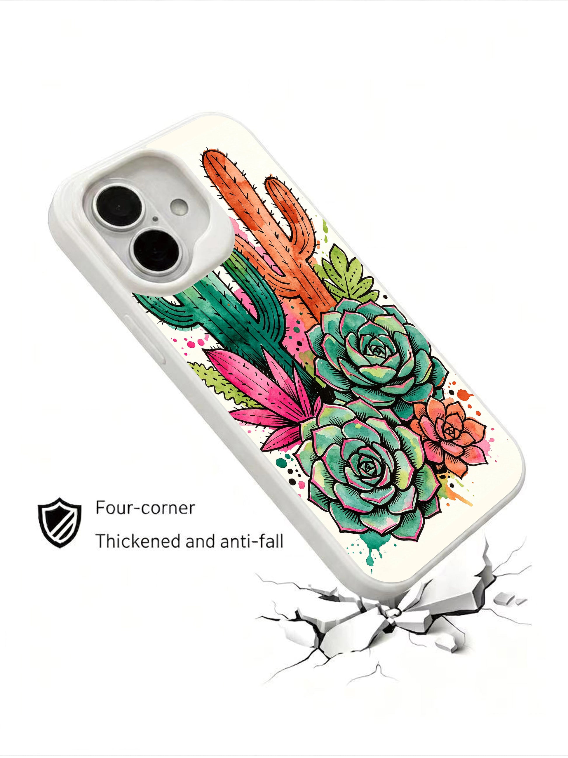PhoneCasing full-bleed cactus garden iPhone 16 Case, Matisse Dufré collaboration design