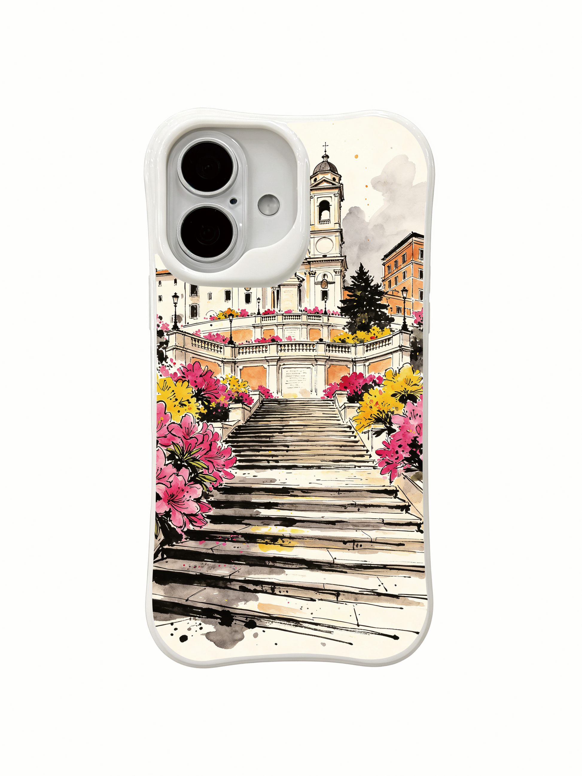 PhoneCasing full-bleed Spanish Steps iPhone 16 Case, Matisse Dufré collaboration design