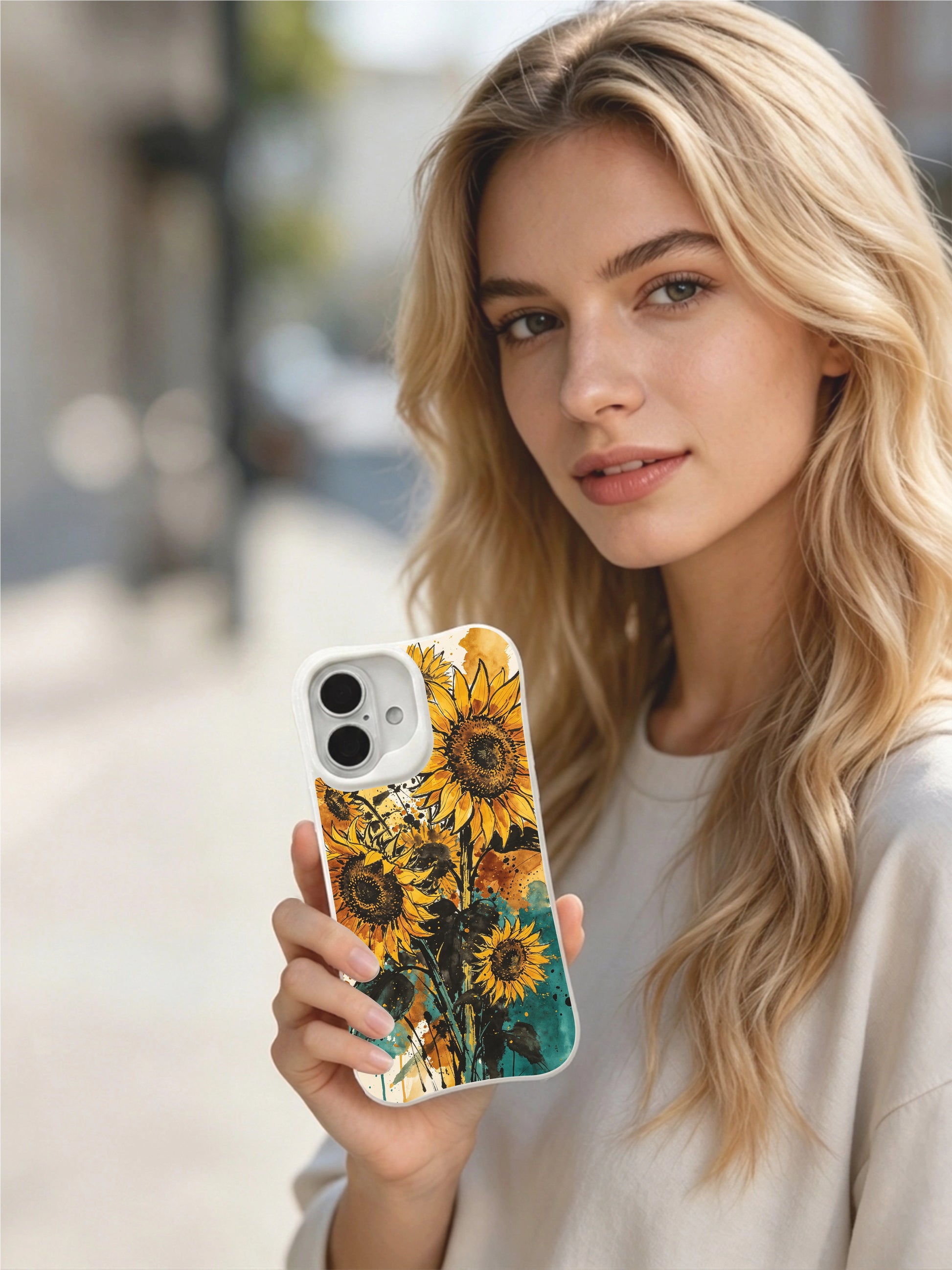 PhoneCasing full-bleed sunflower iPhone 16 Case, Matisse Dufré collaboration design