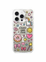 Full Party Unicorn Sticker artwork on an iPhone 16 Pro Max case