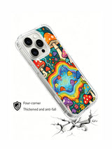 Vertical mushroom pond scene artwork on an iPhone 16 Pro Max case