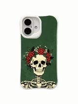 Red berry crown skeleton composition on an iPhone 16 case