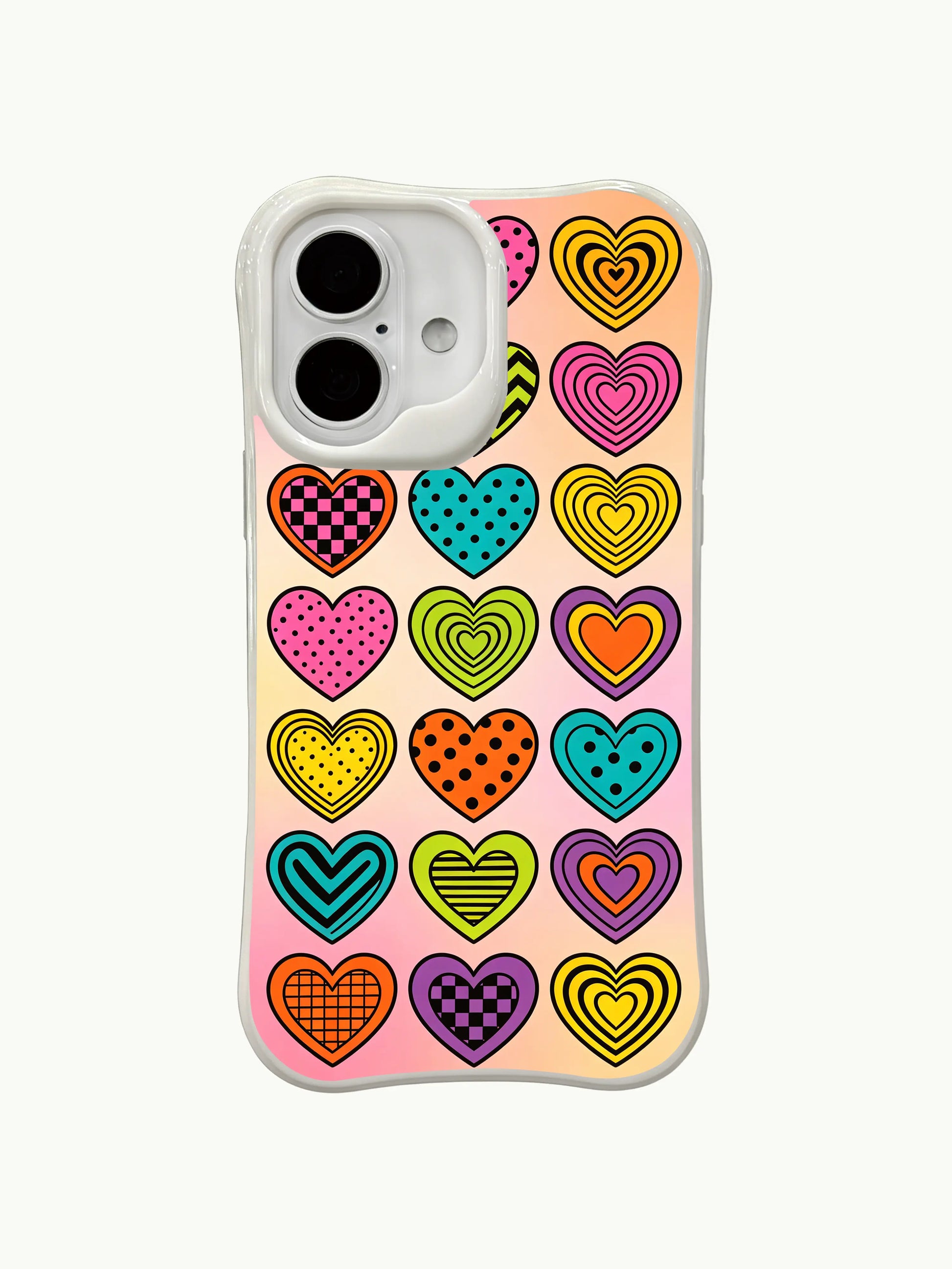 PhoneCasing full wrap retro patchwork iPhone 16 plus case, vibrant print with precise cutouts, offering reliable daily protection.