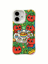 PhoneCasing fun rainbow soup gathering iPhone 16 Plus Case, whimsical hand-drawn art locally made in California.