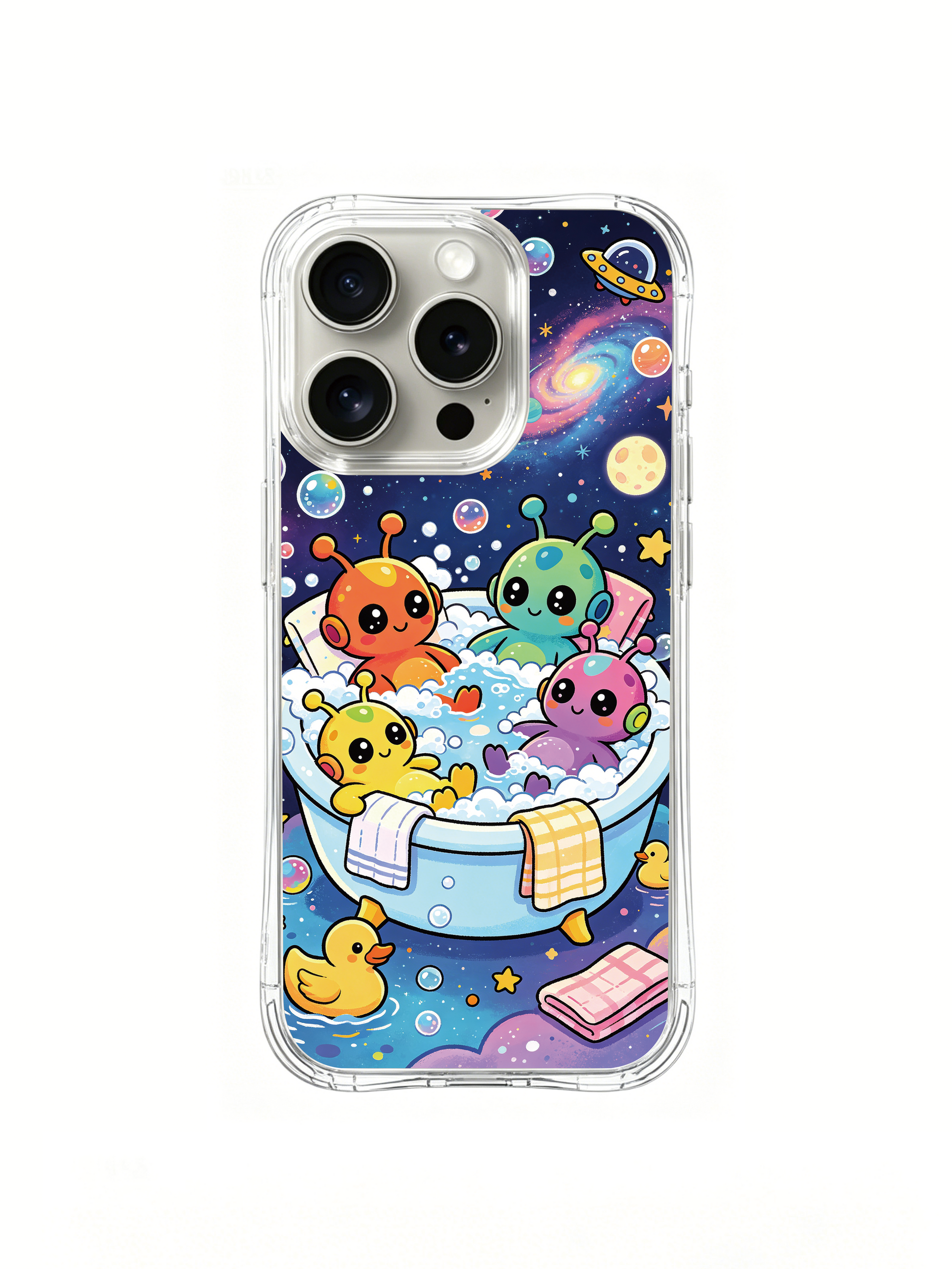 PhoneCasing iPhone 16 Pro Case with galaxy bubble bath planet illustration, exclusive artist-collaborated design, premium art case.