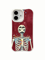 PhoneCasing gloom-to-bloom skeleton floating petal iPhone 16 Case, spiritual healing goth wearable art, MagSafe snap-fit design scratch resistant everyday iPhone 16 casing